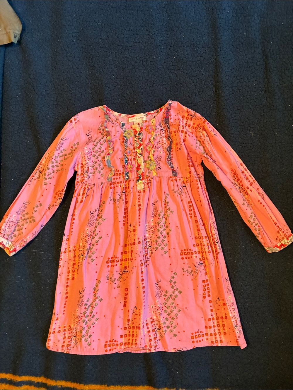 Mimi & Maggie Pink Floral Embroidered Cotton dress